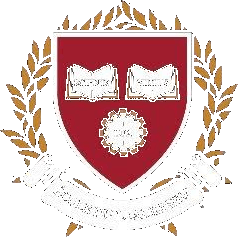 Le blason de l'École du Leadership : deux livres ouverts Scienta et Virtus, l'engrenage Lux, la couronne de laurier